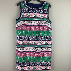 Talbots dress 16 Petite sheath bright Colorful Floral vibrant retro Preppy Artsy